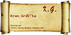 Kren Gréta névjegykártya
